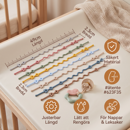 Silikon Babyklämma med Anti-Förlust Skydd – för Smockor & Leksaker (5 Stycken)