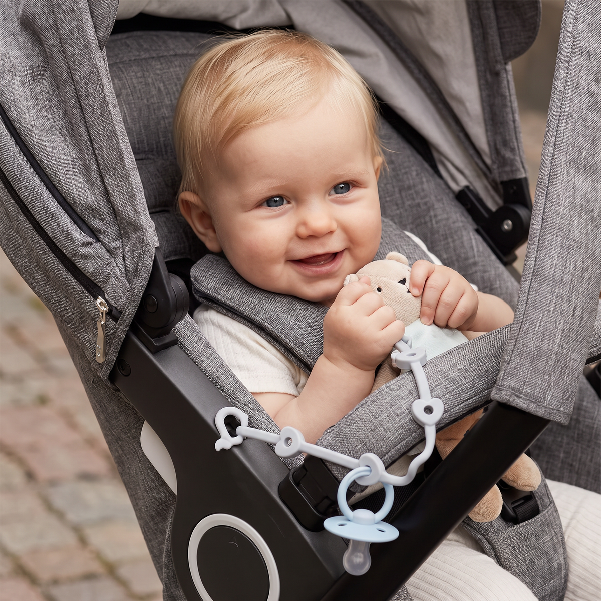 Silikon Babyklämma med Anti-Förlust Skydd – för Smockor & Leksaker (5 Stycken)