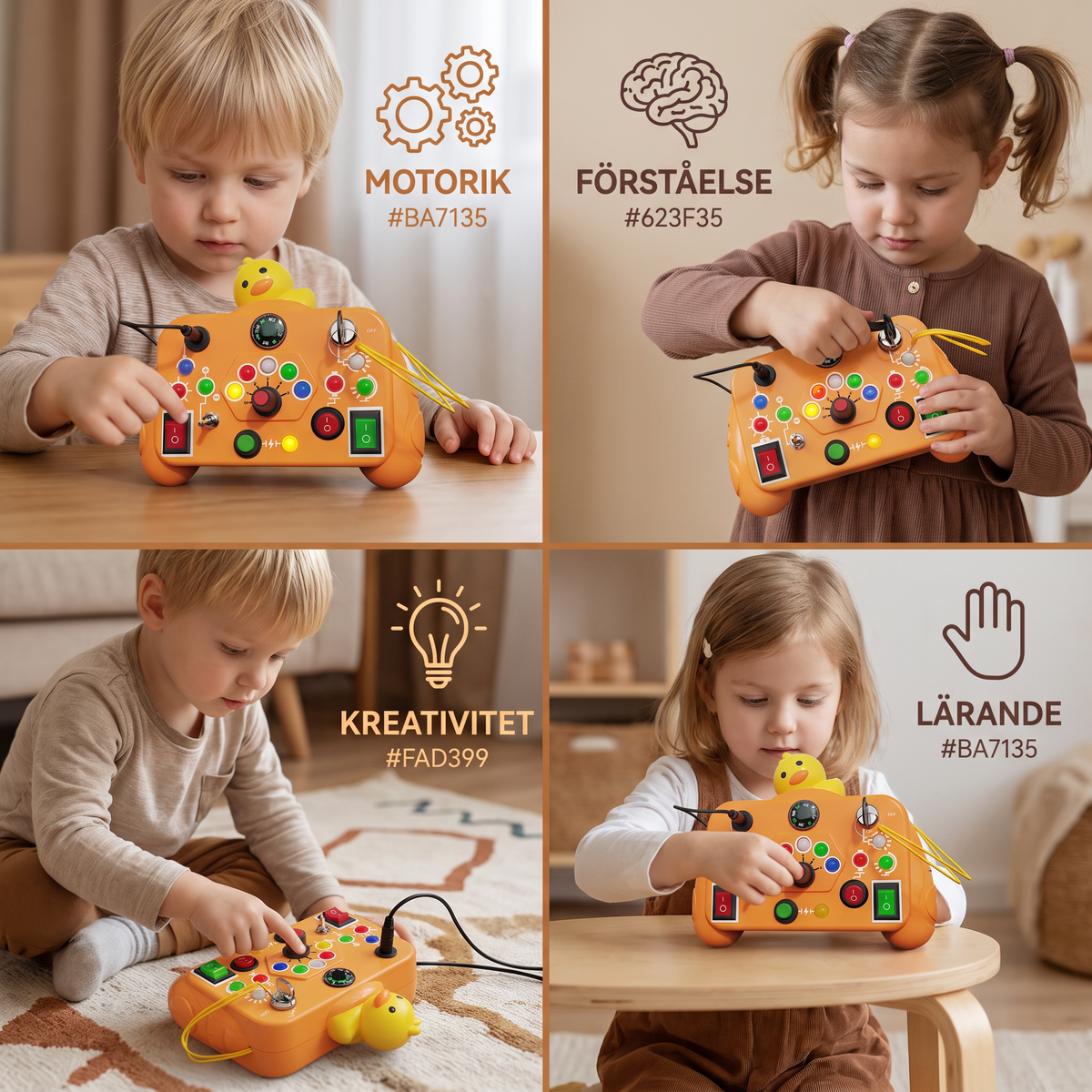 Montessori Aktivitet Lektoy för Barn – Educativt Spel för Att Stödja Motoriska Färdigheter, Förståelse och Kreativitet