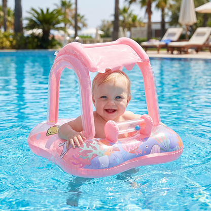 Inbjudande Baby Pool Float med Tak och Oceanprint