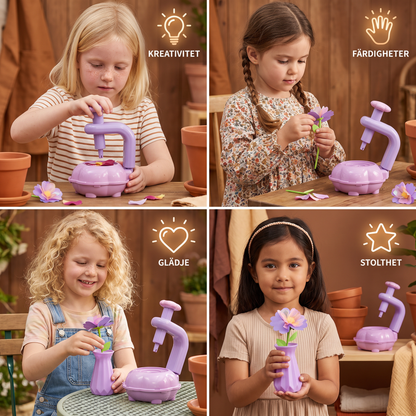 Barn Blomsterbukett Bastelset med Pressmaskin – DIY Kreativset för Flickor