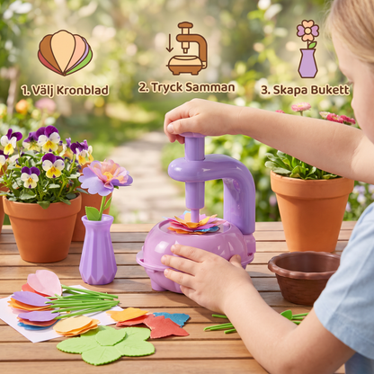 Barn Blomsterbukett Bastelset med Pressmaskin – DIY Kreativset för Flickor