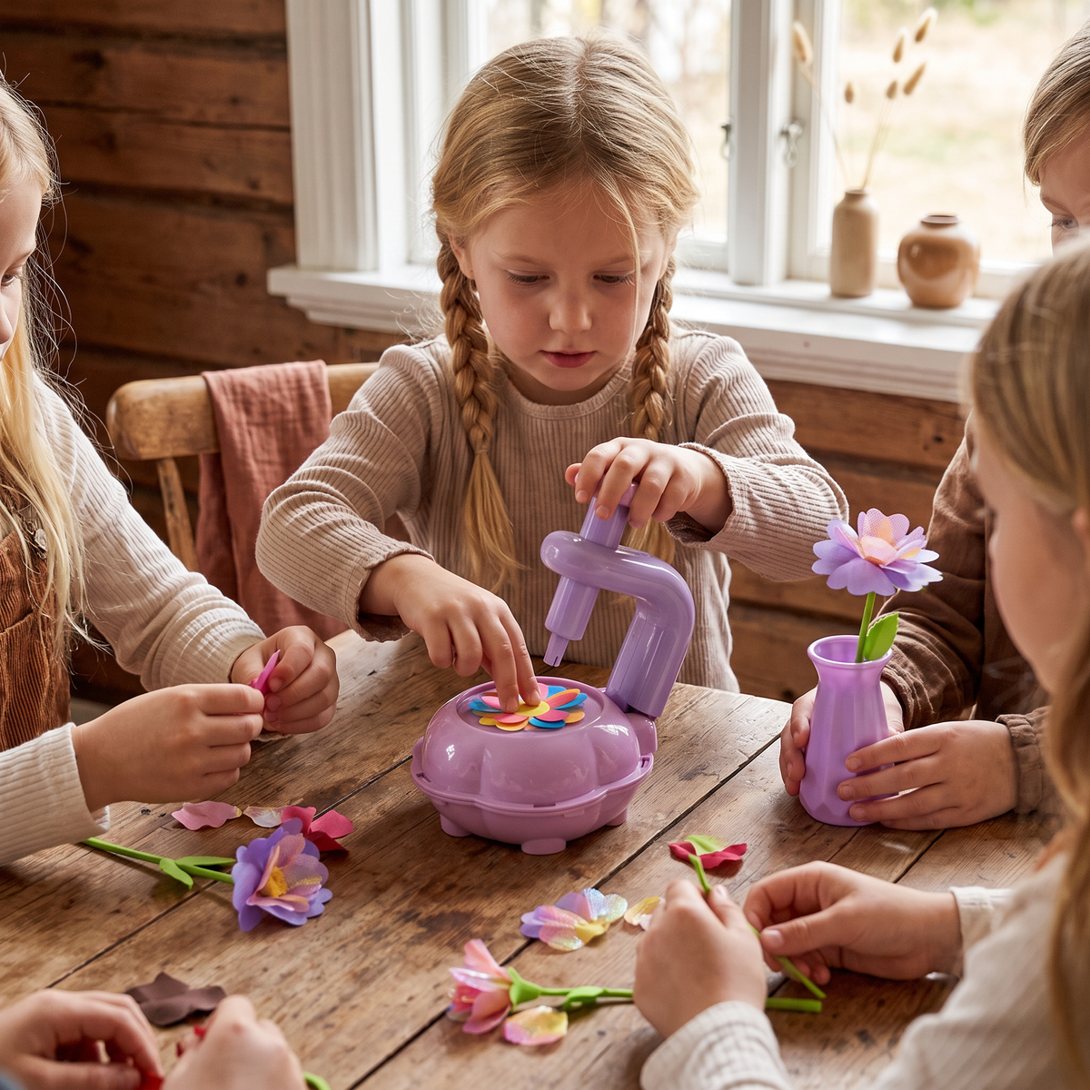 Barn Blomsterbukett Bastelset med Pressmaskin – DIY Kreativset för Flickor