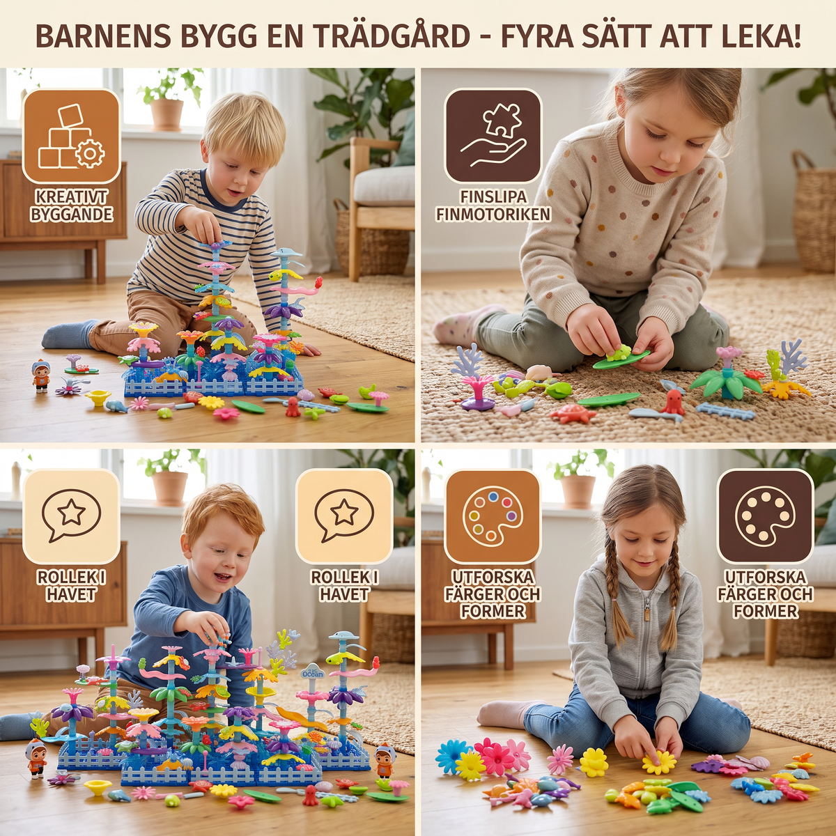 Barnens Bygg En Trädgård Blomsterleksak – Kreativt Byggleksaksset
