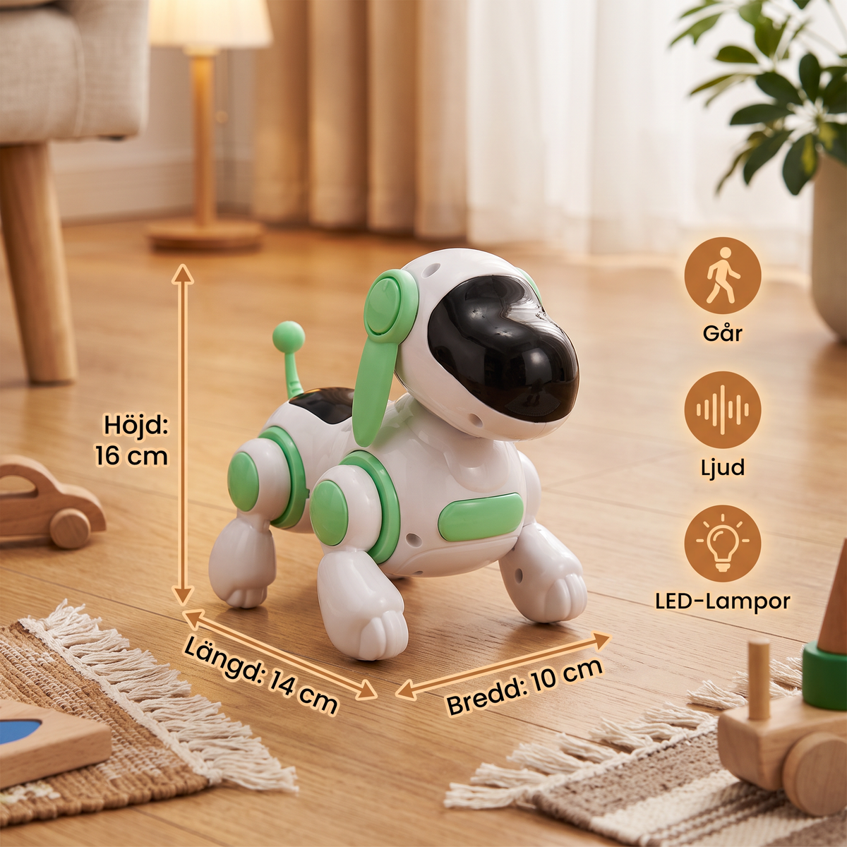 Elektrisk Robothundsleksak Med Gångfunktion, Ljud Och LED-Lampor