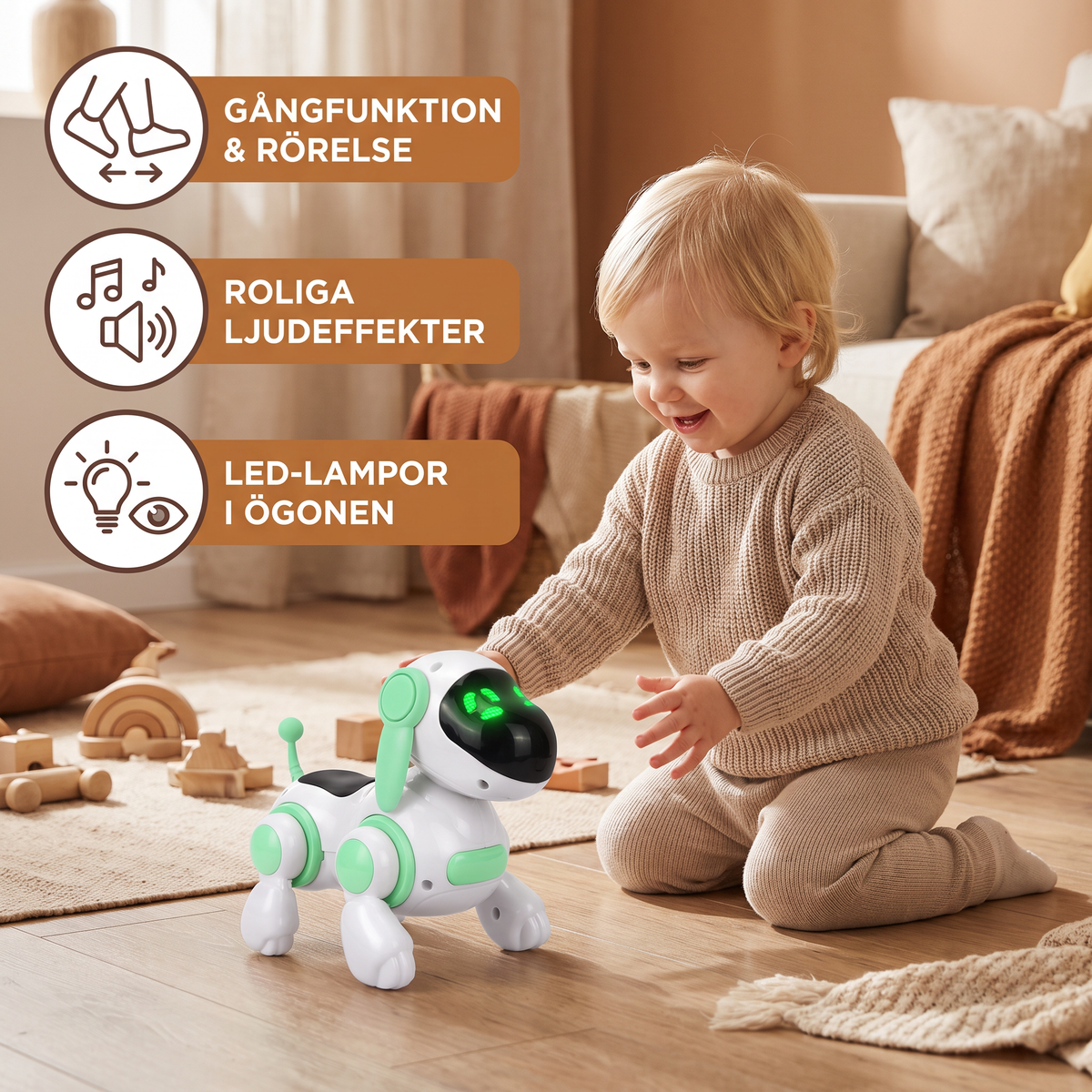 Elektrisk Robothundsleksak Med Gångfunktion, Ljud Och LED-Lampor