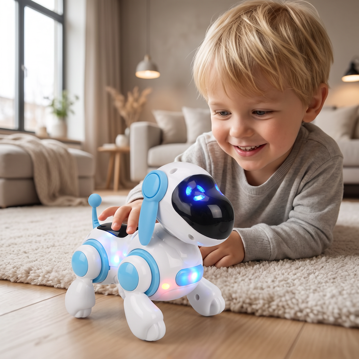 Elektrisk Robothundsleksak Med Gångfunktion, Ljud Och LED-Lampor