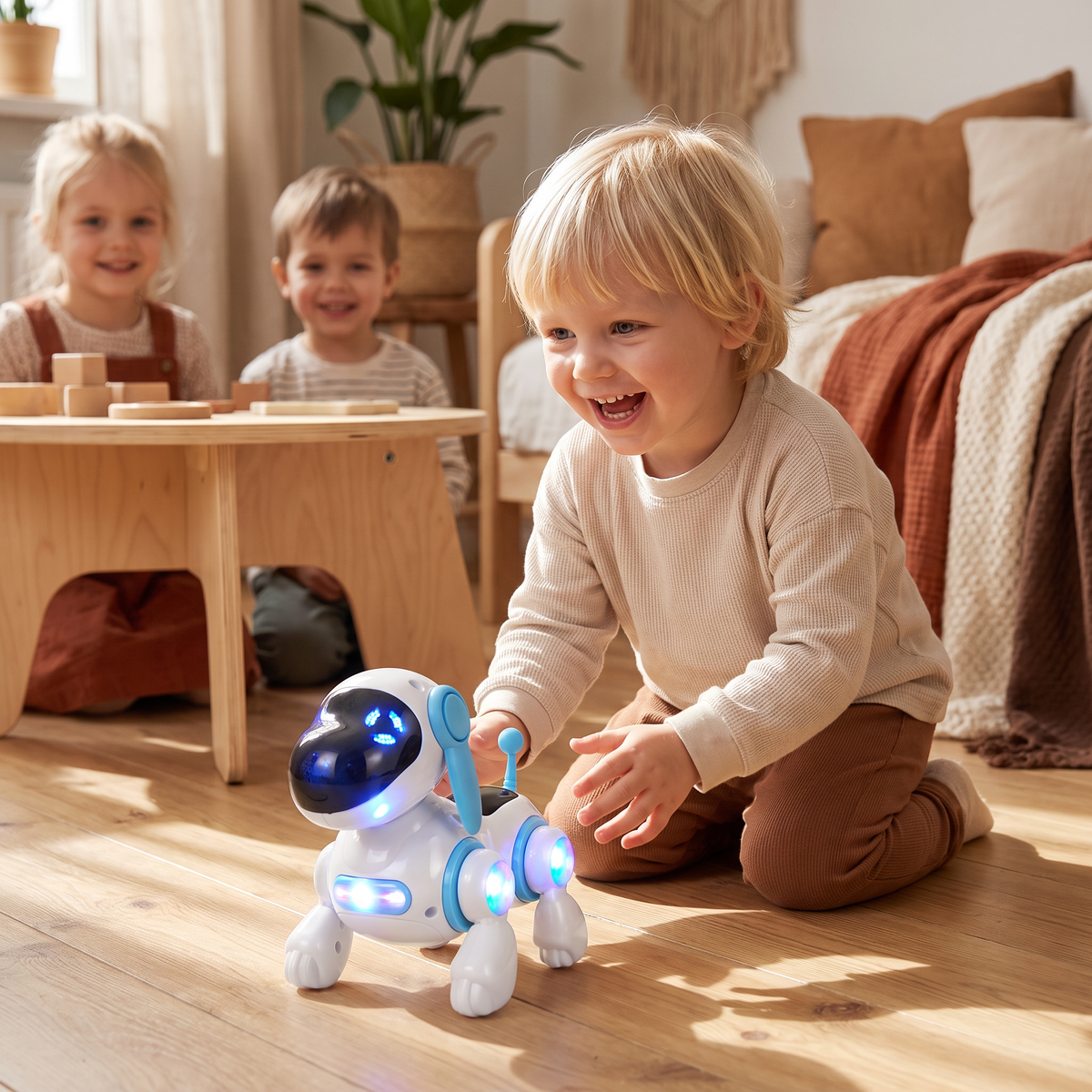 Elektrisk Robothundsleksak Med Gångfunktion, Ljud Och LED-Lampor