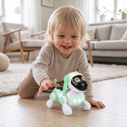 Elektrisk Robothundsleksak Med Gångfunktion, Ljud Och LED-Lampor