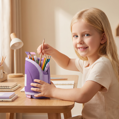 2-i-1 Pop-Up Pennfodral med Pennhållare – Platsbesparande Skrivbord Organizer