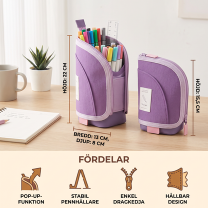 2-i-1 Pop-Up Pennfodral med Pennhållare – Platsbesparande Skrivbord Organizer
