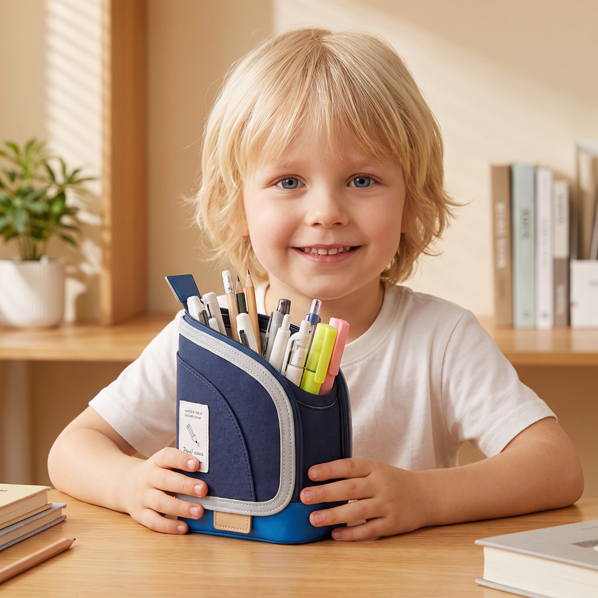 2-i-1 Pop-Up Pennfodral med Pennhållare – Platsbesparande Skrivbord Organizer