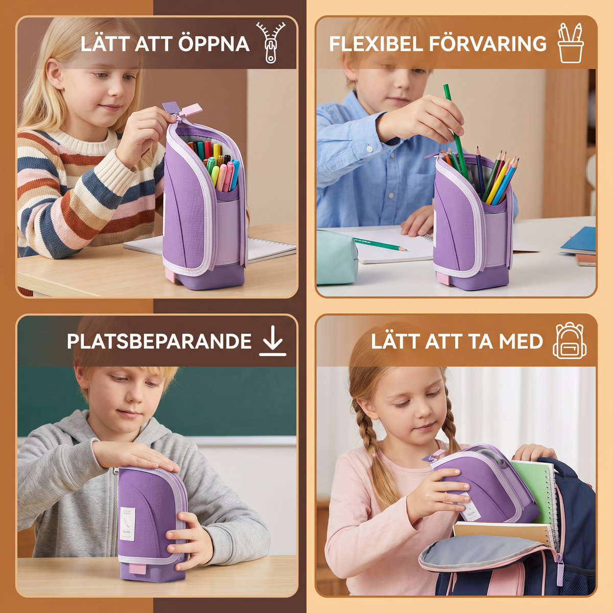 2-i-1 Pop-Up Pennfodral med Pennhållare – Platsbesparande Skrivbord Organizer
