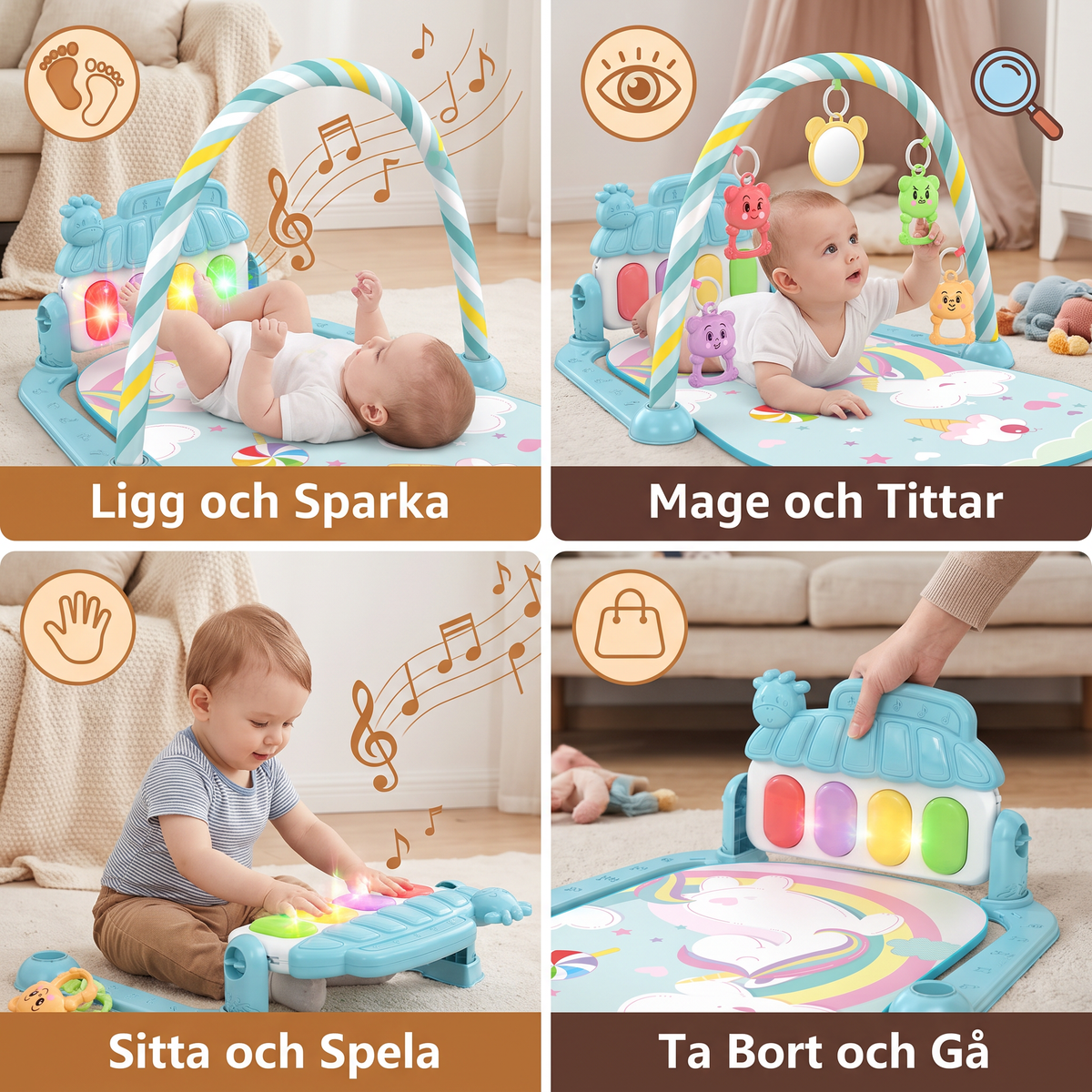 Interaktivt Baby-Pedal-Piano – Motorik- och Sensorik-Leksak