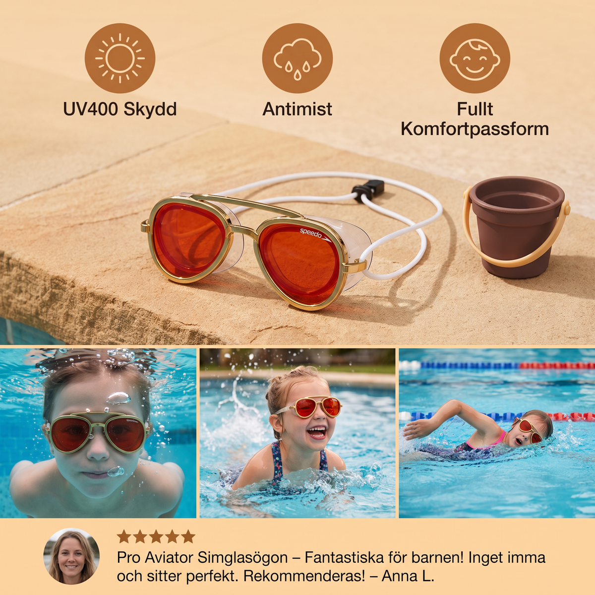 Pro Aviator Simglasögon – UV400 Skydd, Antimist och Fullt Komfortpassform