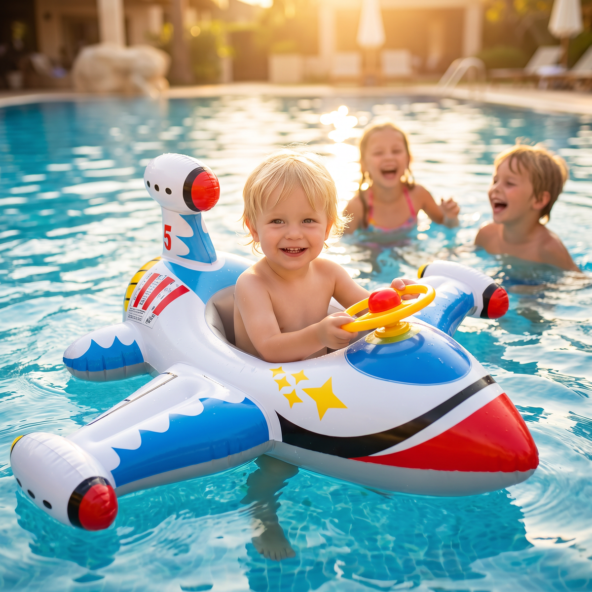Inflatable Jet Fighter Pool Float med Säte & Styrhjul