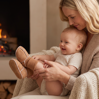 Fodrade Baby Vinter Strumpor Skor i Mocka Look