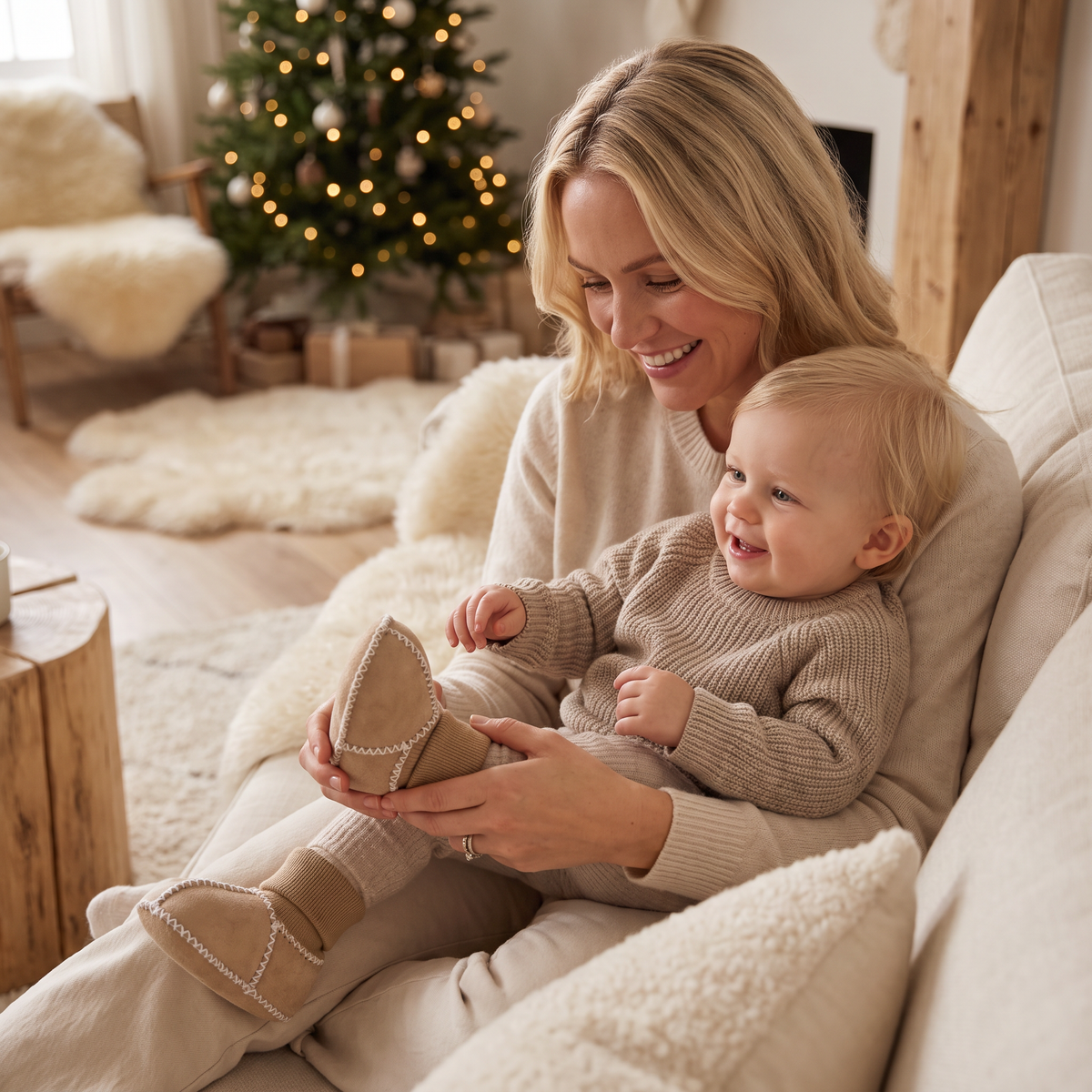 Fodrade Baby Vinter Strumpor Skor i Mocka Look