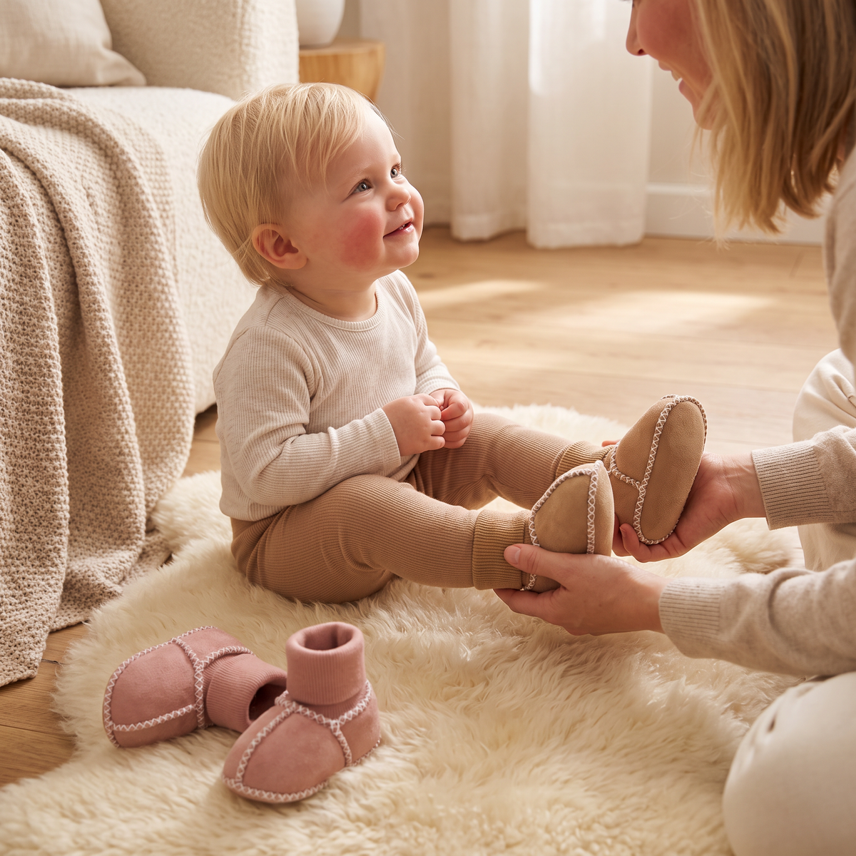 Fodrade Baby Vinter Strumpor Skor i Mocka Look