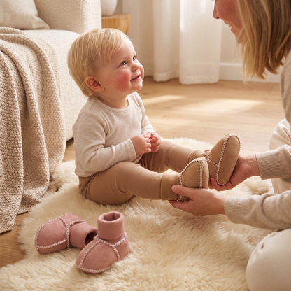 Fodrade Baby Vinter Strumpor Skor i Mocka Look