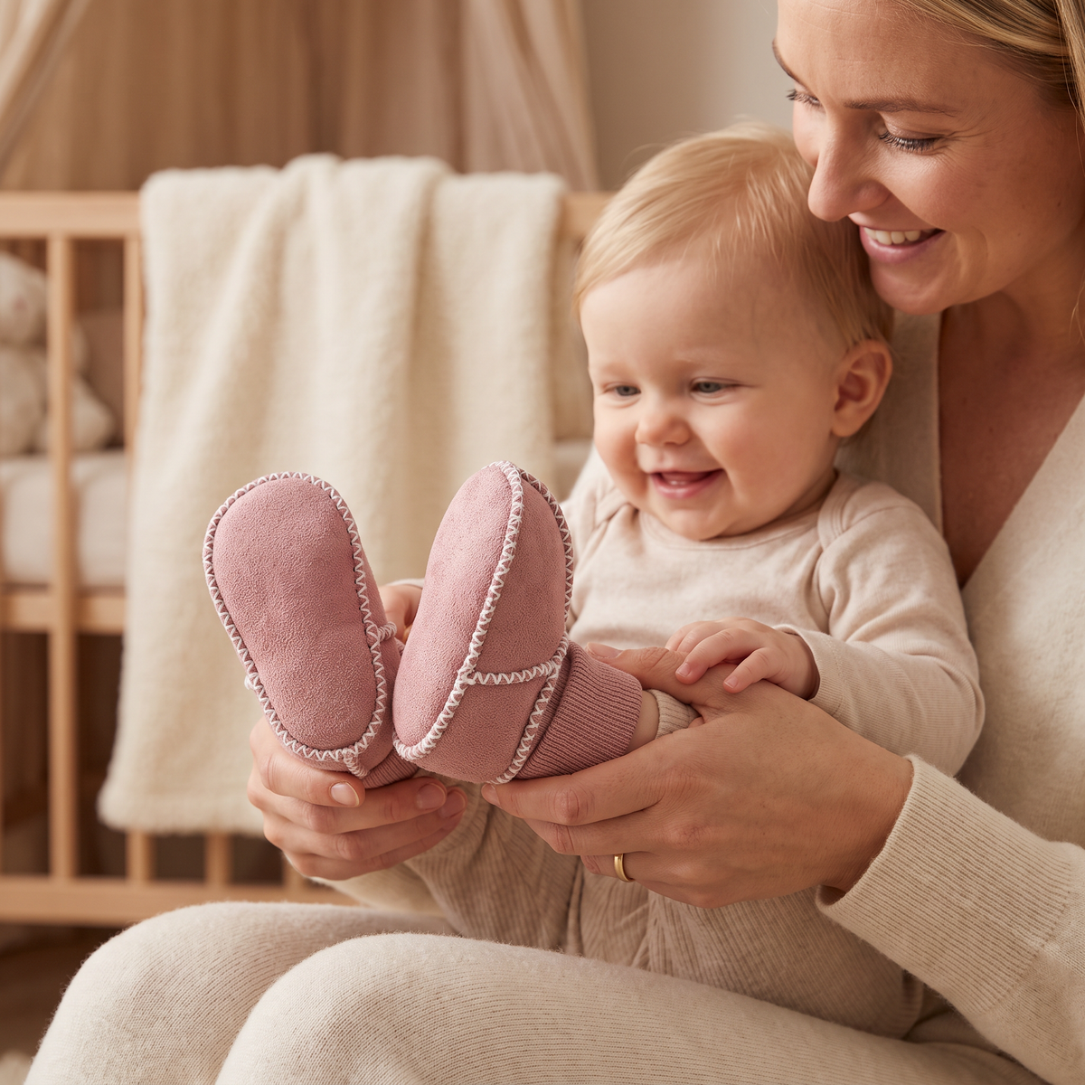 Fodrade Baby Vinter Strumpor Skor i Mocka Look