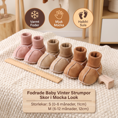 Fodrade Baby Vinter Strumpor Skor i Mocka Look
