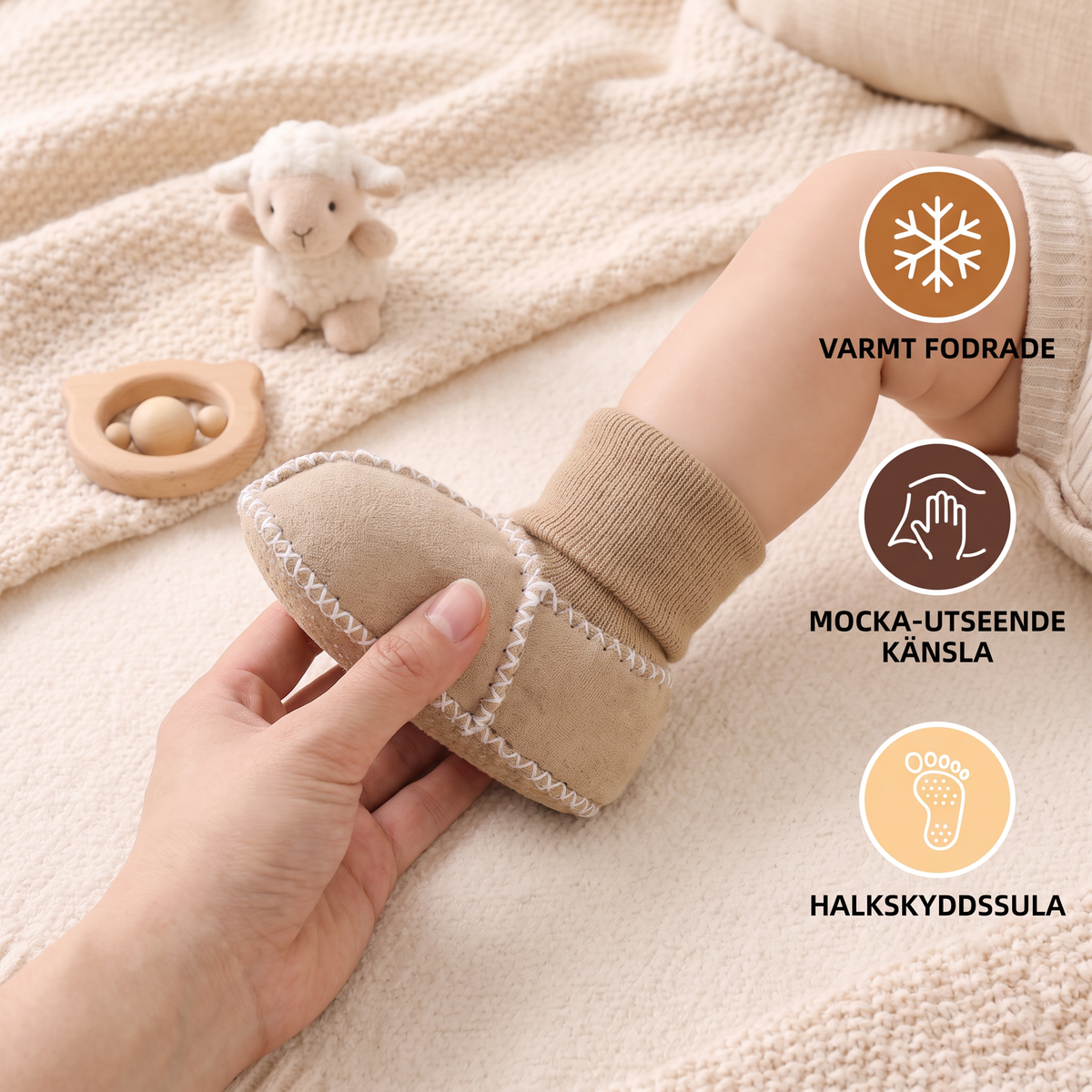 Fodrade Baby Vinter Strumpor Skor i Mocka Look