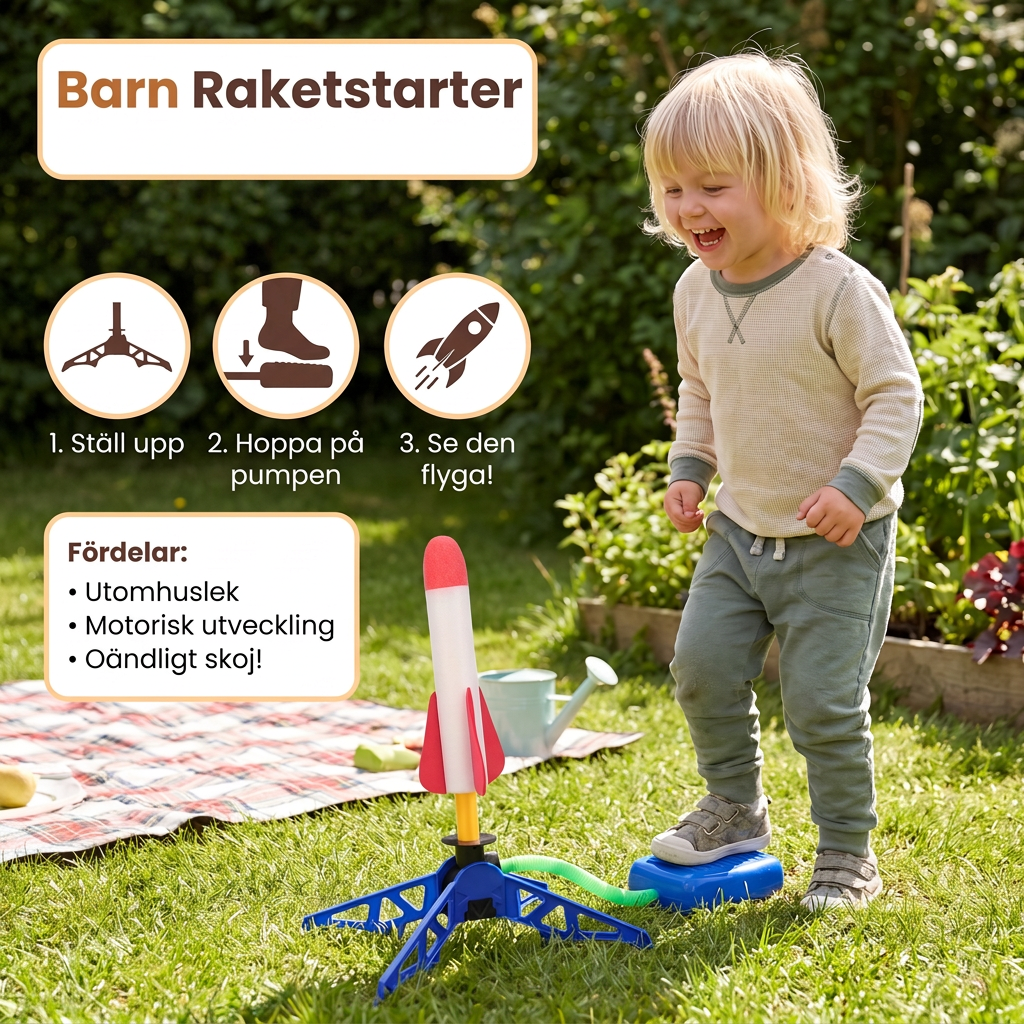 Barn Raketstarter med Fotpump – Glödande Utomhus Lufttrycksleksak