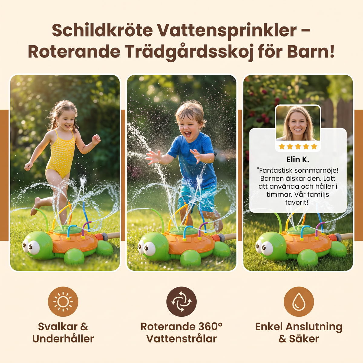 Schildkröte Vattensprinkler – Roternade Trädgårdsskoj för Barn på Varma Sommardagar
