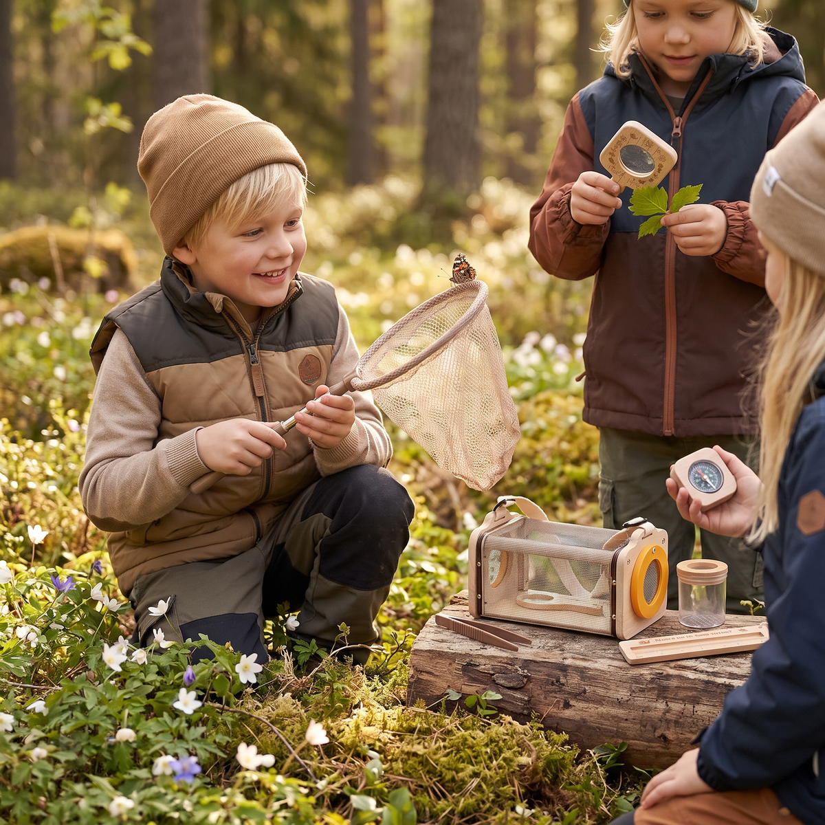 Barnens Naturutforskarset med Insektssamlarnät, Förstoringsglas och Kompass