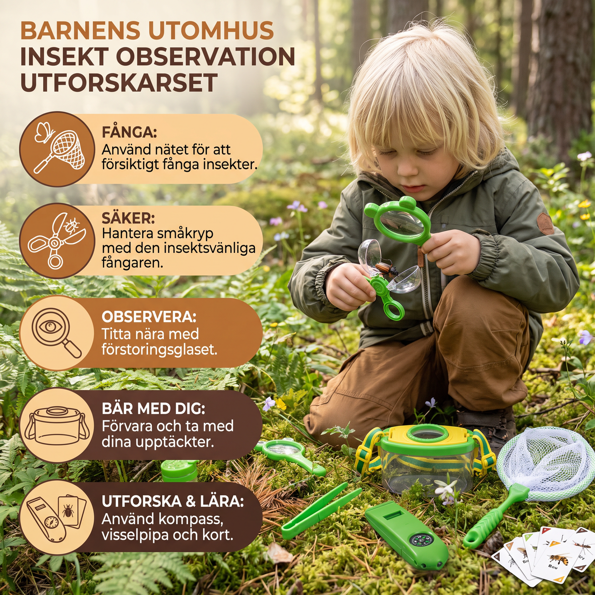 Barnens Utomhus Insekt Observation Utforskarset med Tillbehör