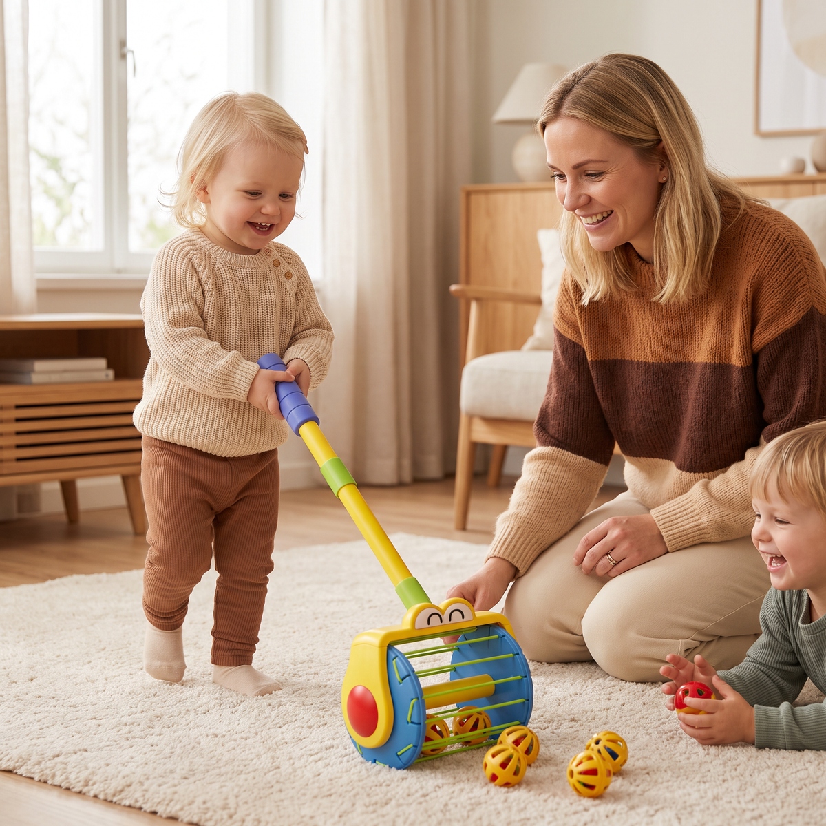 Baby Puschdammsugare Leksak med Bollar för Småbarn