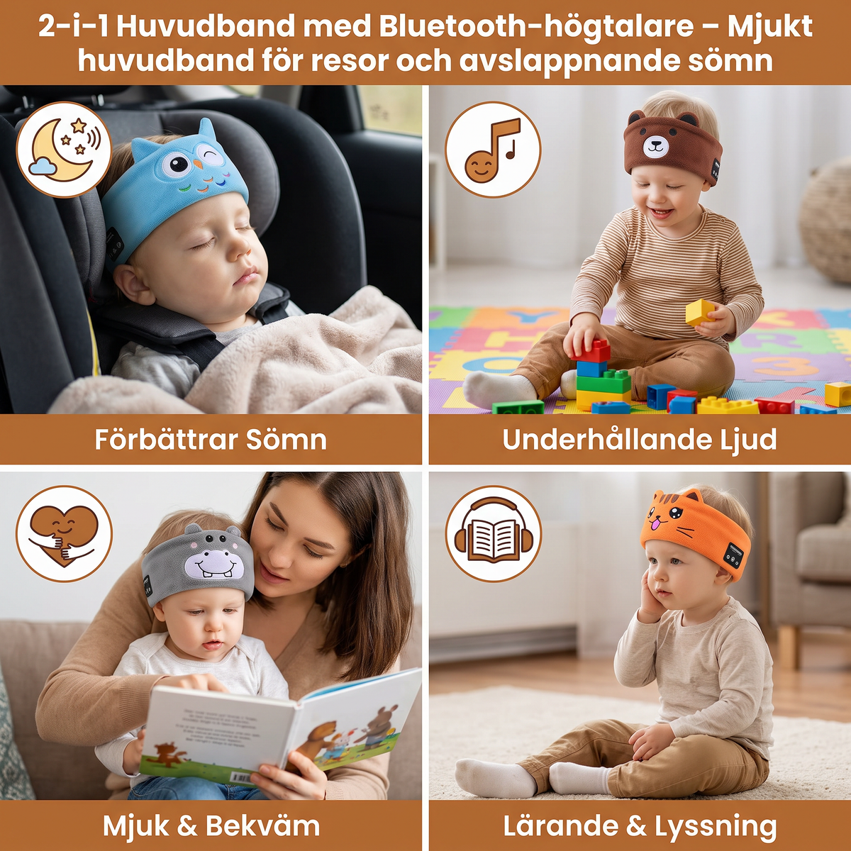 2-i-1 Huvudband med Bluetooth-högtalare – Mjukt huvudband för resor och avslappnande sömn