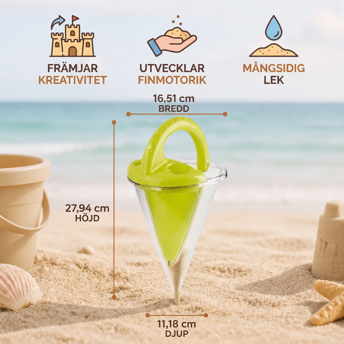 Barnens Strand Sand Tratt Leksak för Ritning och Hällning