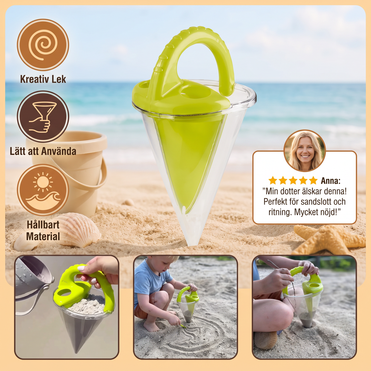Barnens Strand Sand Tratt Leksak för Ritning och Hällning
