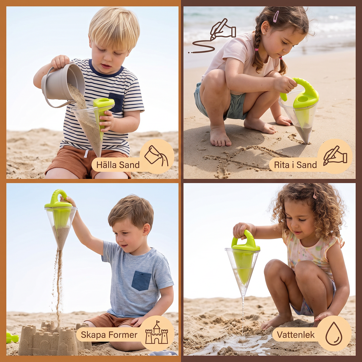 Barnens Strand Sand Tratt Leksak för Ritning och Hällning