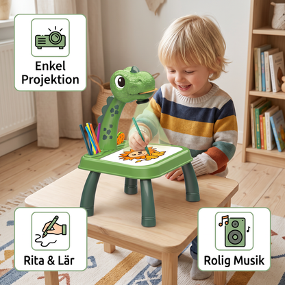 Dinosaurie Projektions Ritbord för Barn med Pennor och Musik