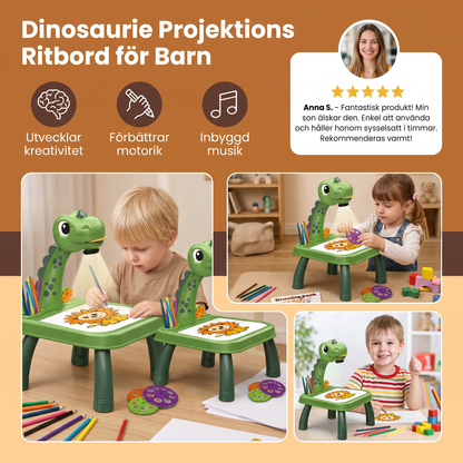 Dinosaurie Projektions Ritbord för Barn med Pennor och Musik