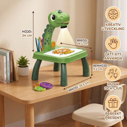 Dinosaurie Projektions Ritbord för Barn med Pennor och Musik
