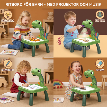 Dinosaurie Projektions Ritbord för Barn med Pennor och Musik