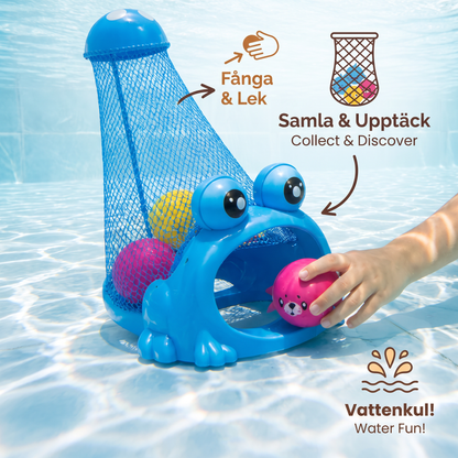 Frosch Dyk Pool Leksak med Fångstnät och Havsdjursbollar