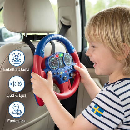 Körkompisens ratt för barn med sugkopp, lampor och ljud