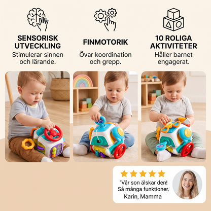 Aktivitetskub för barn med 10 olika aktiviteter – Montessori-leksak för sensorisk inlärning