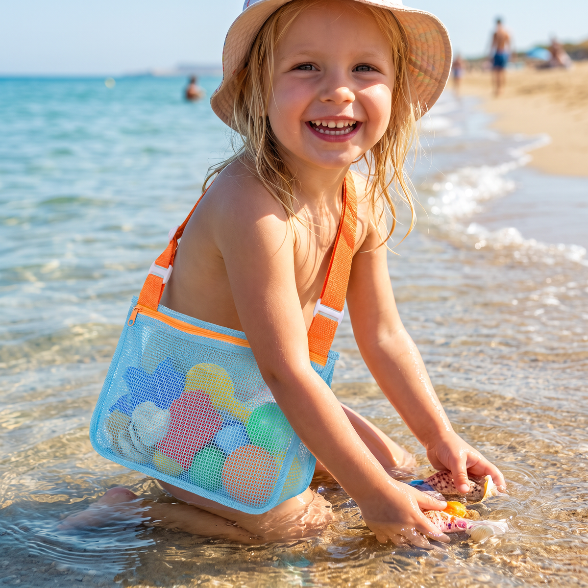 Barns nätväska för strand och pool för leksaker och tillbehör