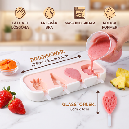 Silikonform för glass med fruktformer för barn