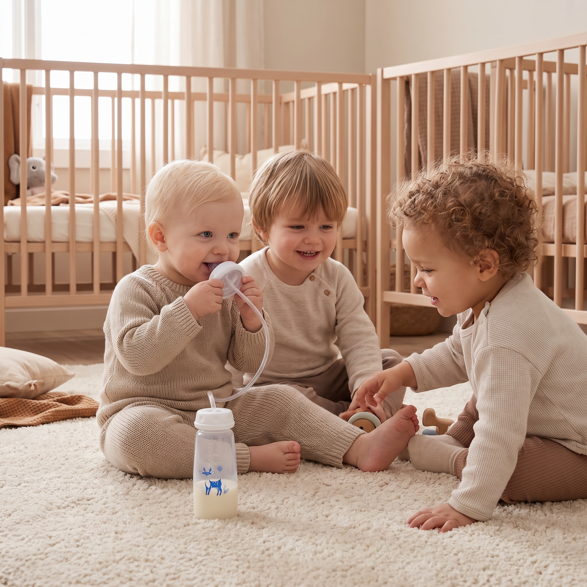 Handsfree nappflaska för matning av baby