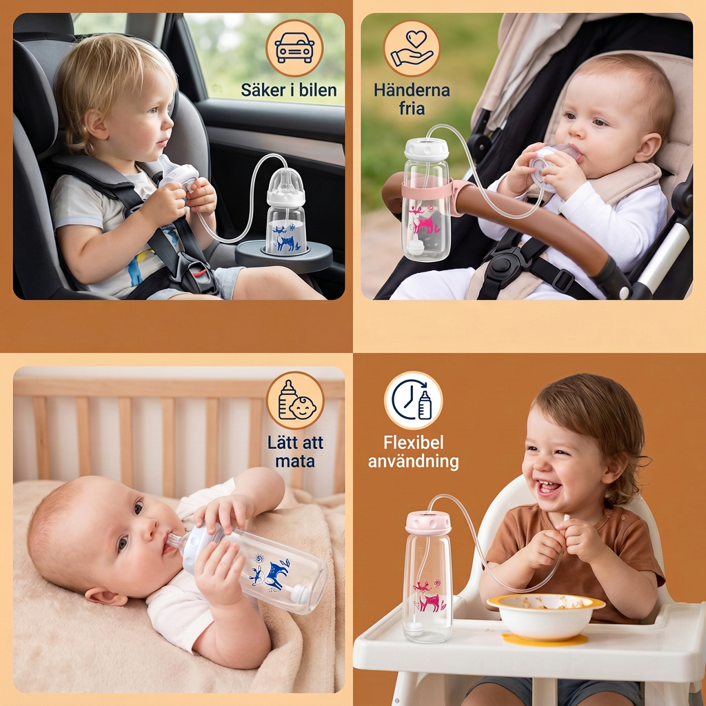 Handsfree nappflaska för matning av baby