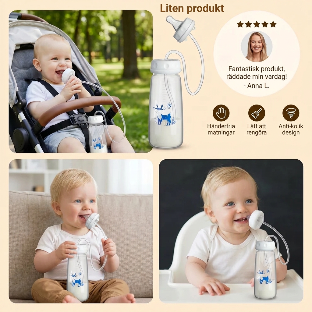 Handsfree nappflaska för matning av baby