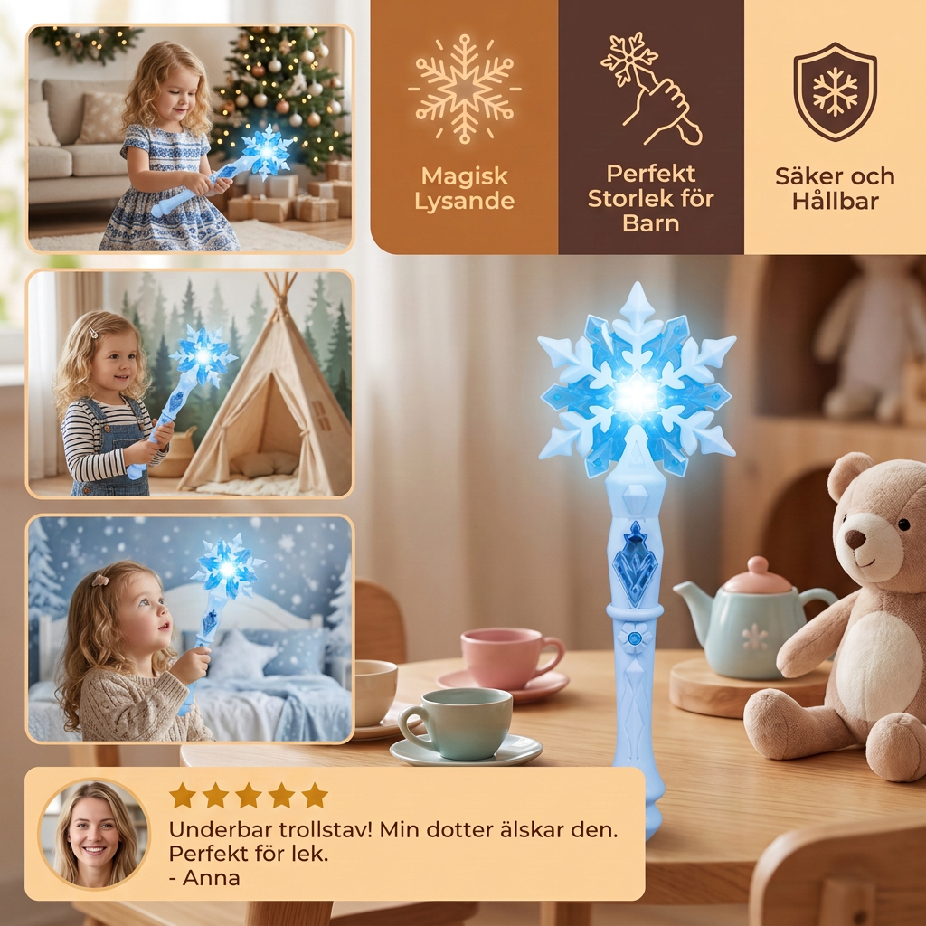 Lysande Prinsesstrollstav med Snöflinga för Barn