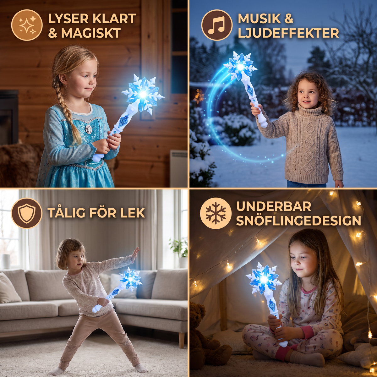 Lysande Prinsesstrollstav med Snöflinga för Barn